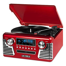 Load image into Gallery viewer, Victrola 50's Retro Bluetooth Record Player &amp; Multimedia Center with Built-in Speakers - 3-Speed Turntable, CD Player, AM/FM Radio | Vinyl to MP3 Recording | Wireless Music Streaming | Red
