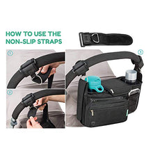 Load image into Gallery viewer, Non-Slip Stroller Organizer With Cup Holders, Exclusive Straps Grip Handlebar. Universal Fit For Uppababy Vista Cruz Nuna Baby Jogger Bob Britax Bugaboo Graco Stroller Accessories Caddy Parent Console
