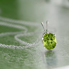 Load image into Gallery viewer, Gem Stone King 925 Sterling Silver Green Peridot Pendant Necklace (2.00 Cttw, Oval 9X7MM, With 18 Inch Silver Chain)
