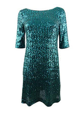 Load image into Gallery viewer, Betsey Johnson Women's Mid Sleeve Sequin Sheath Dress, Emerald, 6
