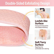 Load image into Gallery viewer, 2 Pack 36.5 Inch Long Loofah Back Scrubber Set with Exfoliating Glove and Sponge Pad for Women and Men, Beige &amp; Pink
