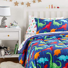 Load image into Gallery viewer, AmazonBasics Easy Care Super Soft Microfiber Kid's Bed-in-a-Bag Bedding Set - Twin, Multi-Color Dinosaurs
