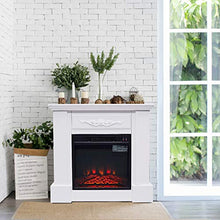 Load image into Gallery viewer, HOMCOM Freestanding Electric Fireplace Heater with Mantel, Wood, 1400W, 30" H, Beige
