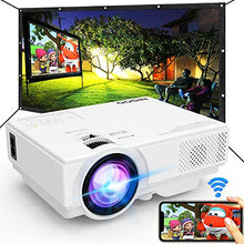 Load image into Gallery viewer, Projector with WiFi, 2021 Upgrade 7500L [100" Projector Screen Included] Projector for Outdoor Movies, Supports 1080P Synchronize Smartphone Screen by WiFi/USB Cable for Home Entertainment
