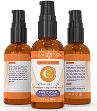 Load image into Gallery viewer, Nuva Skin Vitamin C Serum for Face and Eyes w/Hyaluronic Acid &amp; Liquid Vitamin E - Natural Anti Aging, Anti Wrinkle Facial Treatment – Antioxidant Moisturizer for Acne, Scars &amp; Even Skin Tone
