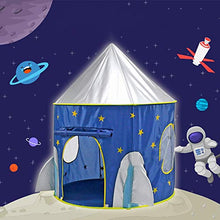 Load image into Gallery viewer, Qi Peng Children's Tent Game House ，Rocket Ship Tent ，Spaceship Tent for Kids ，Portable Foldable Pop Up Tent Blue Star Boys Girls
