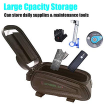 Load image into Gallery viewer, Binudum Bike Bag Front Frame Waterproof Cycling Top Tube Mount Bicycle Bag Sun Visor Large Capacity Touch Screen Holder Case Fits Phones Below 7 Inchs
