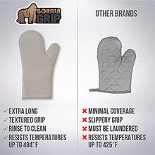 Load image into Gallery viewer, Gorilla Grip Heat Resistant Silicone Oven Mitts Set, Soft Quilted Lining, Extra Long, Waterproof Flexible Gloves for Cooking and BBQ, Kitchen Mitt Potholders, Easy Clean, Set of 2, Almond
