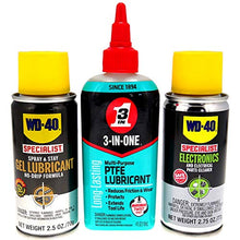 Load image into Gallery viewer, WD-40 Specialist Electronics Maintenance Trio, with Contact Cleaner, Gel Lube, and 3-IN-ONE PTFE Lubricant
