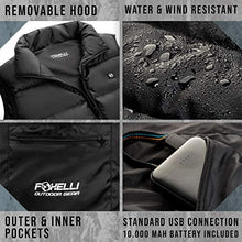 Load image into Gallery viewer, Foxelli Heated Vest - Lightweight USB Rechargeable Heated Vest for Men with Battery Included, Black, Large
