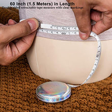 Load image into Gallery viewer, 2 Pack Tape Measure Leather Retractable Body Measuring Tape 150 cm 60 Inch Tailor Fabric Small Tape Measure with Push Button (Round-Silver)
