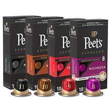Load image into Gallery viewer, Peet's Coffee Espresso Capsules Variety Pack, 40 Count Single Cup Coffee Pods, Compatible with Nespresso Original Brewers, Crema Scura, Nerissimo, Ricchezza, Ristretto
