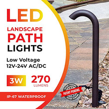 Load image into Gallery viewer, LUMENGY 3W LED Landscape Lighting, Wired 12V-24V AC/DC Low Voltage, Brown Aluminum Bollard Pathway Lights for Walkways Driveways &amp; Garden, IP67 Waterproof, 3000K Warm White (4 Pack)
