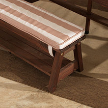 Load image into Gallery viewer, KidKraft 00 Outdoor Table and Bench Set with Cushions and Umbrella, Espresso with Oatmeal and White Striped Fabric
