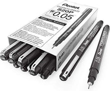 Load image into Gallery viewer, Pentel Arts Pointliner Drawing Pen, 0.05mm, Black Ink, Box of 12 Pens (S20P-05A)
