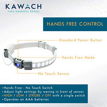 Load image into Gallery viewer, KAWACH K-1110 LED Motion Sensor Headlamp, Hands Free Ultra-Low Profile, 300 High Lumen LED Output, 220° Area Illumination, Multiple Light Modes, Great for Running, Cycling, Hiking, AAA Battery Powered
