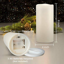 Load image into Gallery viewer, Homemory 8" x 4" Waterproof Outdoor Flameless Candles - Battery Operated Flickering LED Pillar Candles for Indoor Outdoor Lanterns, Long Lasting, Large, Set of 2
