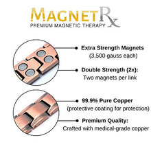 Load image into Gallery viewer, MagnetRX® Pure Copper Magnetic Therapy Bracelet - Arthritis Pain Relief &amp; Carpal Tunnel Magnetic Copper Bracelets for Men - Adjustable Length with Sizing Tool (Leo Style)
