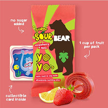 Load image into Gallery viewer, BEAR Sour - Real Fruit Yoyos - Strawberry-Apple, No added Sugar, All Natural, non GMO, Gluten Free, Vegan - Healthy on-the-go snack for kids &amp; adults, 0.7 Ounce (Pack of 12)
