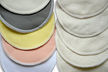 Load image into Gallery viewer, Organic Bamboo Nursing Pads (10 Pack) with Laundry Bag by Baby Zelis - Ultra Soft, Reusable, Hypoallergenic, Washable Breast Pads in Gift-Ready Packaging
