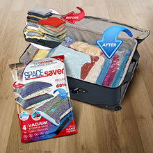 Load image into Gallery viewer, Spacesaver Premium Vacuum Storage Bags. 80% More Storage! Hand-Pump for Travel! Double-Zip Seal and Triple Seal Turbo-Valve for Max Space Saving! (Mix 4 Pack (2 x Large, 2 x Jumbo))
