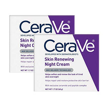 Load image into Gallery viewer, CeraVe Night Cream for Face | 2 Pack (1.7 Ounce Each) | Skin Renewing Night Cream with Hyaluronic Acid &amp; Niacinamide | Fragrance Free
