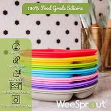 Load image into Gallery viewer, WeeSprout Suction Plates for Babies &amp; Toddlers | 100% Silicone | Plates Stay Put with Suction Feature | Divided Design | Microwave &amp; Dishwasher Safe | 3 Pack
