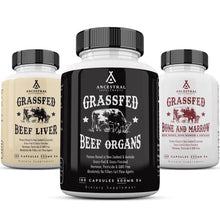 Load image into Gallery viewer, Ancestral Supplements Starter Pack, Grass Fed Beef Liver Capsules, Organ Capsules, Bone and Marrow Capsules, Non-GMO
