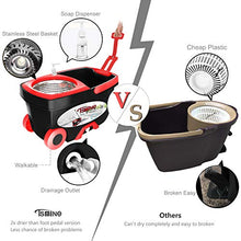 Load image into Gallery viewer, Spin Mop Bucket Floor Cleaning - Tsmine Mop and Bucket with Wringer Set Commercial Spinning Mopping Bucket Cleaning Supplies with 6 Replacement Refills,61" Extended Handle for Household Hardwood Floor
