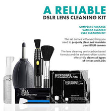 Load image into Gallery viewer, Movo Deluxe Essentials DSLR Camera Cleaning Kit with 10 APS-C Cleaning Swabs, Sensor Cleaning Fluid, Rocket Air Blower, Lens Pen, Soft Brush, 2X Small and 2X Large Microfiber Cloths and Carrying Case
