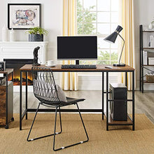 Load image into Gallery viewer, VASAGLE Computer Desk, 55-Inch Writing Desk, with 2 Shelves on Left or Right, Stable Steel Frame, Easy Assembly, Rustic Brown and Black ULWD55X
