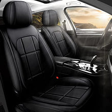 Load image into Gallery viewer, KIVAGURU Front Car Seat Covers 2 Pcs, Leather Car Seat Protectors, Universal Breathable Auto Interior Fit for Most Sedans SUV Pick-up Truck, with Backrest（Square Black）
