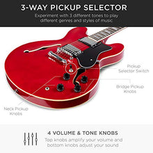Load image into Gallery viewer, Best Choice Products Semi-Hollow Body Electric Guitar Set w/Dual Humbucker Pickups, 3-Way Pickup Selector, Case, Electronic Tuner, Capo, Strap, Picks, Cutaway Design - Red
