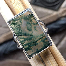 Load image into Gallery viewer, Natural Green Moss Agate 925 Solid Sterling Silver Ring Size 8.75
