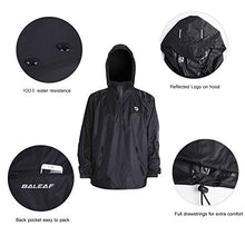 Load image into Gallery viewer, BALEAF Men's Waterproof Cycling Running Rain Jacket with Hooded Lightweight Packable Raincoat Biking Hiking Windbreaker Black Size L
