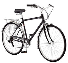 Load image into Gallery viewer, Schwinn Wayfarer Adult Bike Hybrid Retro-Styled Cruiser, 18-Inch/Medium Steel Step-Over Frame, 7-Speed Drivetrain, Rear Rack, 700C Wheels, Blue
