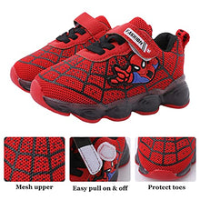 Load image into Gallery viewer, Szsppinnshp Kids Spiderman LED Light Up Shoes Baby Boys Girls Breathable Fashion Flashing Sneaker Athletic Running Shoe Toddler First Walking Sneaker Red

