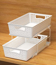 Load image into Gallery viewer, SimpleHouseware 2 Tier Bathroom Organizer Tray Pull-Out Sliding Drawer/Under-Sink Storage, White
