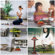 Load image into Gallery viewer, Crystal Vibe Energy Generator Orgone Pyramid for EMF Protection Healing Meditation Reiki Seven Chakra Balancing Natural Orgonite Stone Rainbow Large Size 75-80 mm
