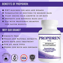 Load image into Gallery viewer, Propidren by HairGenics - DHT Blocker &amp; Hair Growth Capsules to Prevent Hair Loss &amp; Stimulate Hair Follicles, to Stop Hair Loss &amp; Regrow Hair. Proprietary Anti-Hair Loss &amp; Hair Regrowth Treatment.
