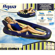 Load image into Gallery viewer, Aqua Oversized Deluxe Pool Lounger, Inflatable Pool Float, Heavy Duty, X-Large, 70”, Navy/Green/White Stripe
