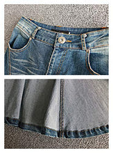 Load image into Gallery viewer, LISUEYNE Women's Casual Stretch Waist Washed Denim Ruffle Fishtail Skirts Long Jean Skirt
