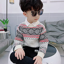 Load image into Gallery viewer, Boys Girls Knit Sweater,Cute Long Sleeve Blouse top,Crewneck,Cable Knit Sweater Fall and Winter Clothe,Warm Kids Sweater Cashmere,Cotton Knit Sweater,3-10t Kid White
