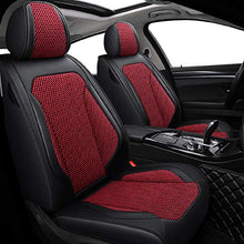 Load image into Gallery viewer, OASIS AUTO OS-006 Leather Car Seat Covers, Faux Leatherette Automotive Vehicle Cushion Cover for 5 Passenger Cars &amp; SUV Universal Fit Set for Auto Interior Accessories Full Set (Burgundy)
