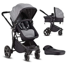 Load image into Gallery viewer, Costzon Infant Stroller, 2-in-1 Convertible Bassinet, Foldable Baby Carriage with Foot Cover, 5-Point Harness, Adjustable Recliner, Handlebar, Large Storage Basket (Gray)
