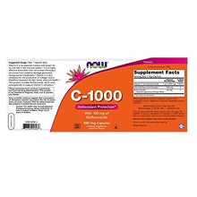 Load image into Gallery viewer, NOW Supplements, Vitamin C-1,000 with 100 mg of Bioflavonoids, Antioxidant Protection*, 500 Veg Capsules
