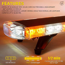 Load image into Gallery viewer, Xprite 48 Inch LED Rooftop Emergency Strobe Warning Lights Bar w/Adjustable Mounting Brackets, for Vehicles, Security, Law Enforcement, Snowplow, Tow Trucks, Crane, Construction Cars - White Amber
