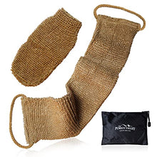Load image into Gallery viewer, Natural Back Scrubber for Shower for Men and Women - Set of Hemp Back Washer &amp; Exfoliating Glove for Body- Long Back Sleeve with Scrub Mitten for Deep Cleaning &amp; Skin Relax
