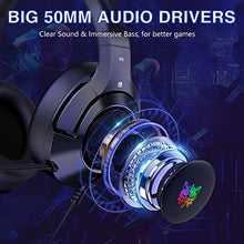 Load image into Gallery viewer, Gaming Headset PC Headphones Over-Ear with Microphone 3.5mm Audio Jack RGB LED Lights for PS4 PS5 Xbox One Computer, Applicable Various Head Types (Adapter Not Included)
