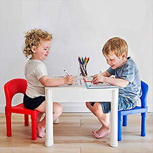 Load image into Gallery viewer, PlayBuild Kids 4 in 1 Play &amp; Build Table Set for Indoor Activity, Outdoor Water Play, Toy Storage &amp; Building Block Fun Includes 2 Toddler Chairs
